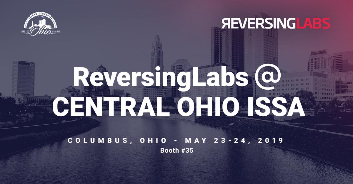 ReversingLabs's tweet photo. If in Columbus, Ohio today and tomorrow, come and join us at @coissa at #Booth35 to learn about the new capabilities within ReversingLabs #titaniumplatform
More info: https://t.co/COf3FkgMQg https://t.co/t9MX6Z3zo2