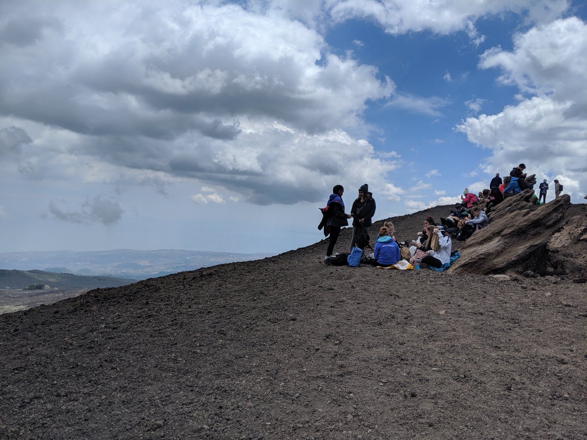 TMB_School's tweet image. Today's lunch spot on a crater of #Etna overlooking the the coast. #Sicily2019 #whataview