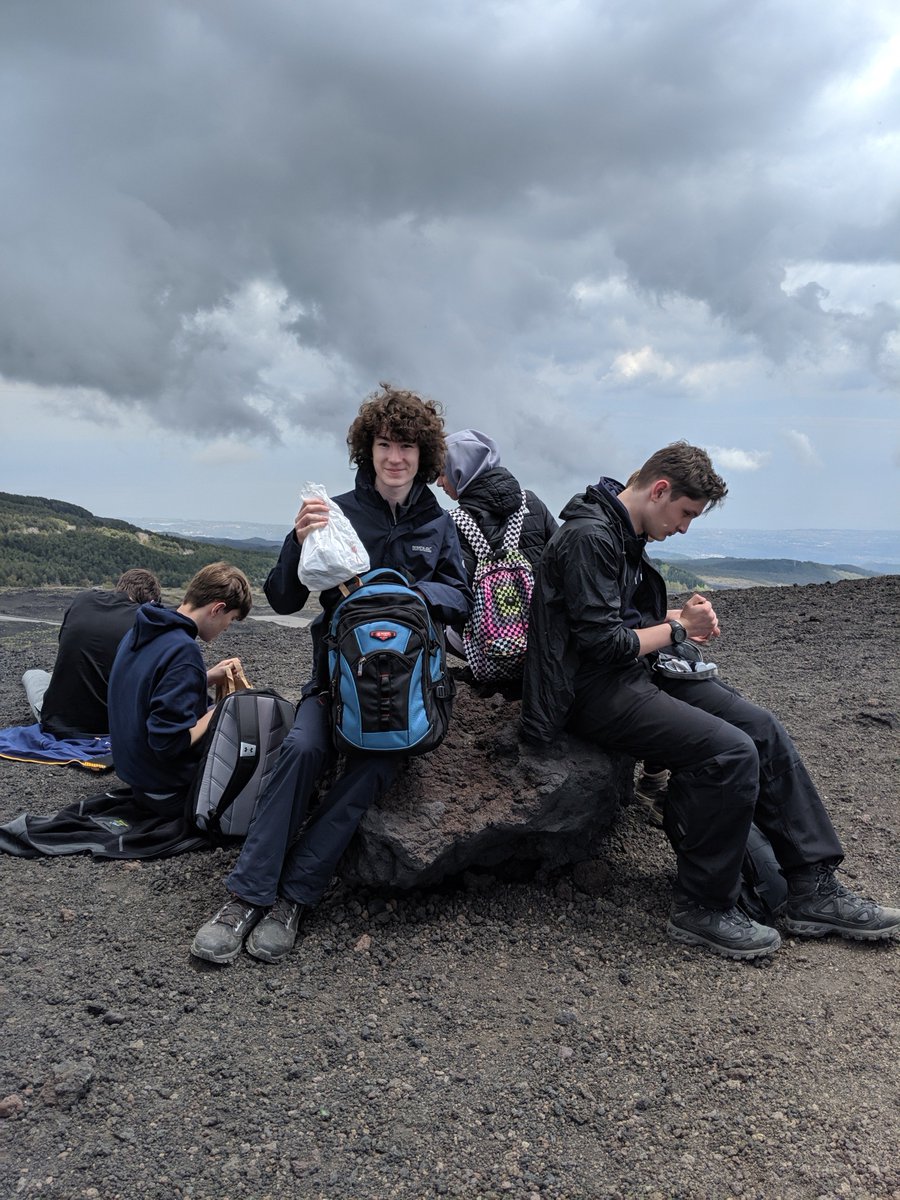 TMB_School's tweet image. Today's lunch spot on a crater of #Etna overlooking the the coast. #Sicily2019 #whataview