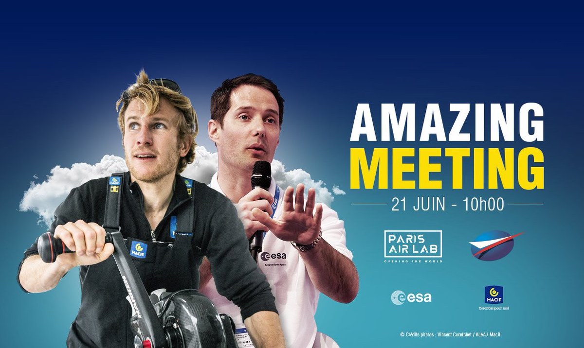 salondubourget's tweet photo. RDV pour une #conférence exceptionnelle au #SalonduBourget avec @Thom_astro, astronaute @esa et @francoisgabart, skipper du @trimaranMACIF @groupeMacif.
Les deux explorateurs reviendront sur leur expérience et sur ce qui les réunit ! #PAS19 #ParisAirShow https://t.co/p7Lw4PiGCm