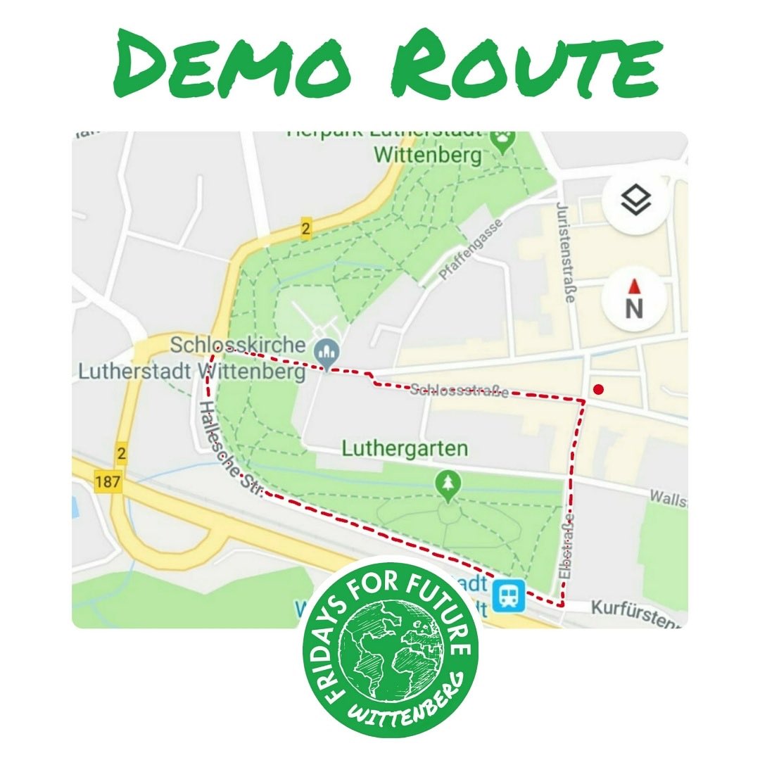 Hier unser morgiger Demozug, ab ca. 13:30 Uhr.
Vorher und nachher sind wir auf dem Marktplatz. #FridaysforFuture #FfF #Wittenberg
<a href="/FridayForFuture/">Fridays for Future Germany</a> ä