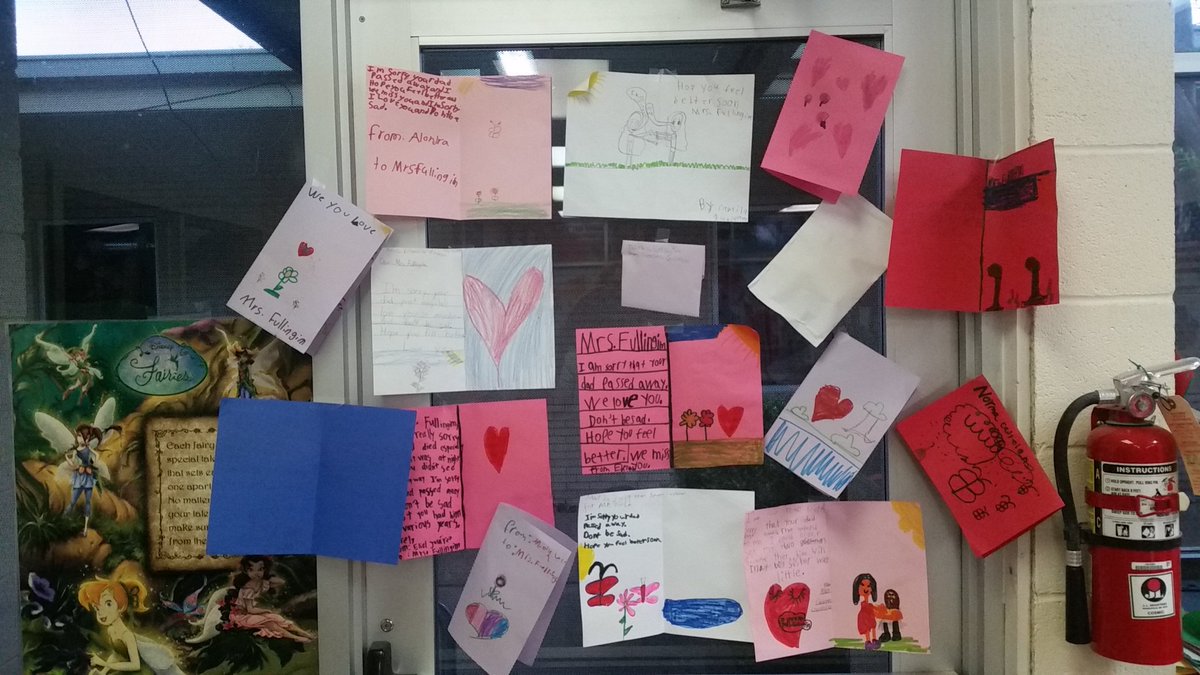FullingimPat's tweet photo. Coming into the library this morning,  I found these amazing letters of love and sympathy after the loss of my Dad. Children are God's gift y'all, treasure them. Thank you everyone, thank you. #2019fes #FESTeam #fesbuffs https://t.co/ywSY7nuNGW