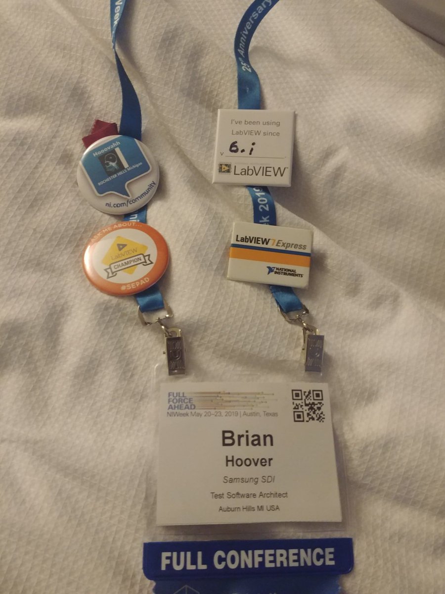 Thank you <a href="/crelfpro/">Christopher G. Relf</a> your gift of a LabVIEW 7 Express pin years ago at VI Engineering has gotten some attention at #NIWeek 7.1 was the best version until like 2009.