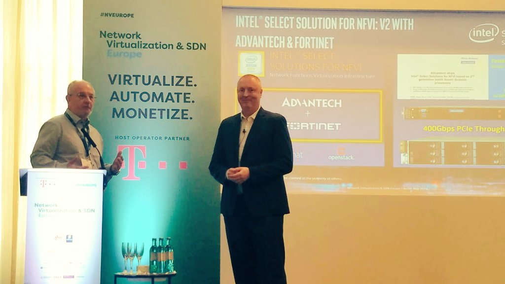 Thanks to @TonyDemsey &amp; <a href="/IntelNetwork/">PatriotIntelNetwork</a> Builder team for inviting <a href="/AdvantechNCG/">Advantech Networks</a> on stage to talk about the success of Intel Select Solutions for #UCPE + #NFVI. If you are at #NVEurope don't miss our <a href="/Fortinet/">Fortinet</a> #Fortigate demo in action based on the  Cloud Node Plus specs.