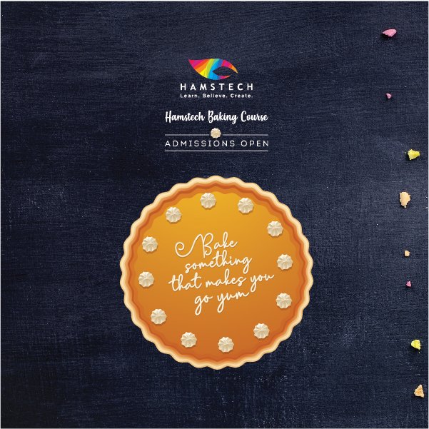 Hamstech's tweet image. Bake &amp;amp; Make your Mark with #Hamstech! 

Now your taste for baking can become a skill or a career with Hamstech’s #BakingCourse.

●50+ recipes of cakes, breads, pizzas, cookies, muffins, cupcakes and so much more.
●Guest lectures from industry experts.

Enrol Now &amp;amp; Start Baking!