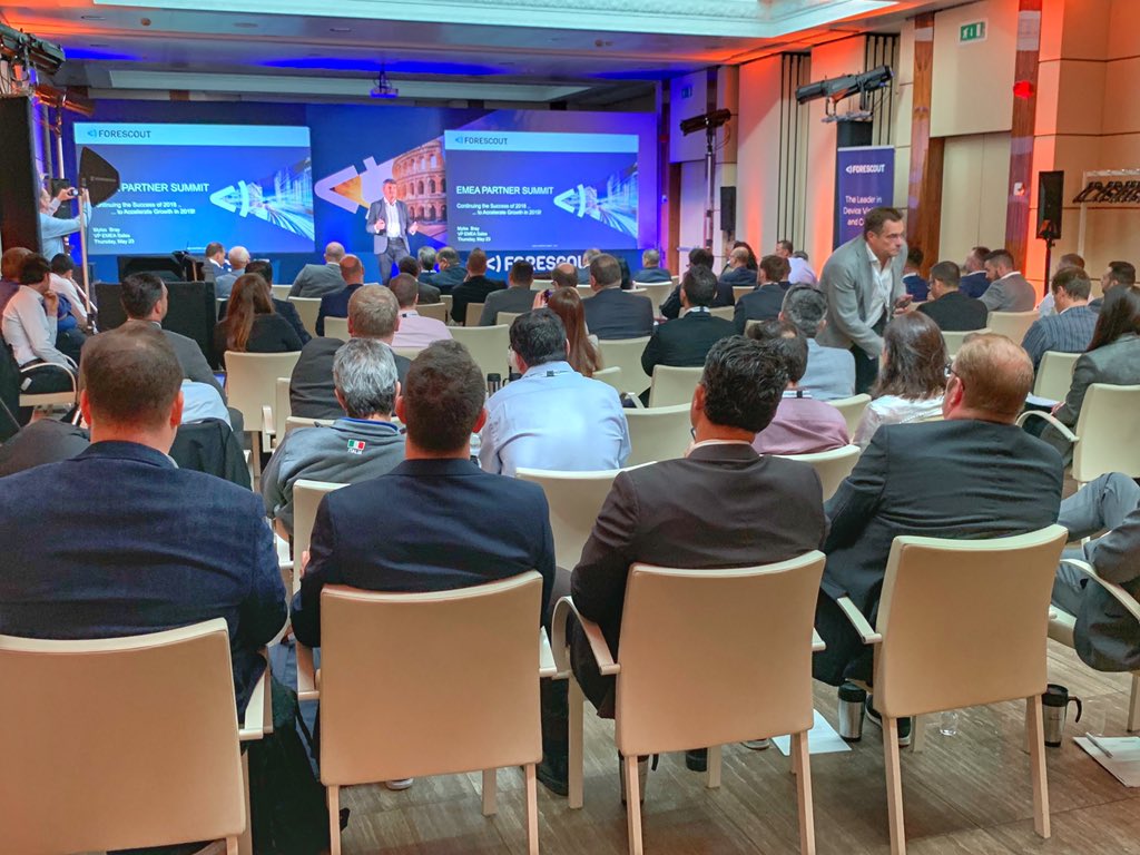 ToniBuhrke's tweet photo. Myles Bray, VP of Sales EMEA, kicking off our 2019 @Forescout EMEA Partner Summit.
Thank you to all of the distributors and partners for joining us in Rome, and for all of your support in 2018.
Here’s to a very successful partnership in 2019!
#ForescoutChannel https://t.co/X015Nbzu3n