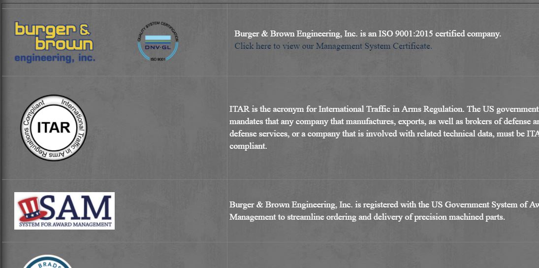 BandBEng's tweet image. Visit our "Certifications and Affiliations" page to view our list of association memberships and manufacturing certifications. #PartnerinPrecision #ITAR #ISO9001 ow.ly/UgFS50uk5ZY