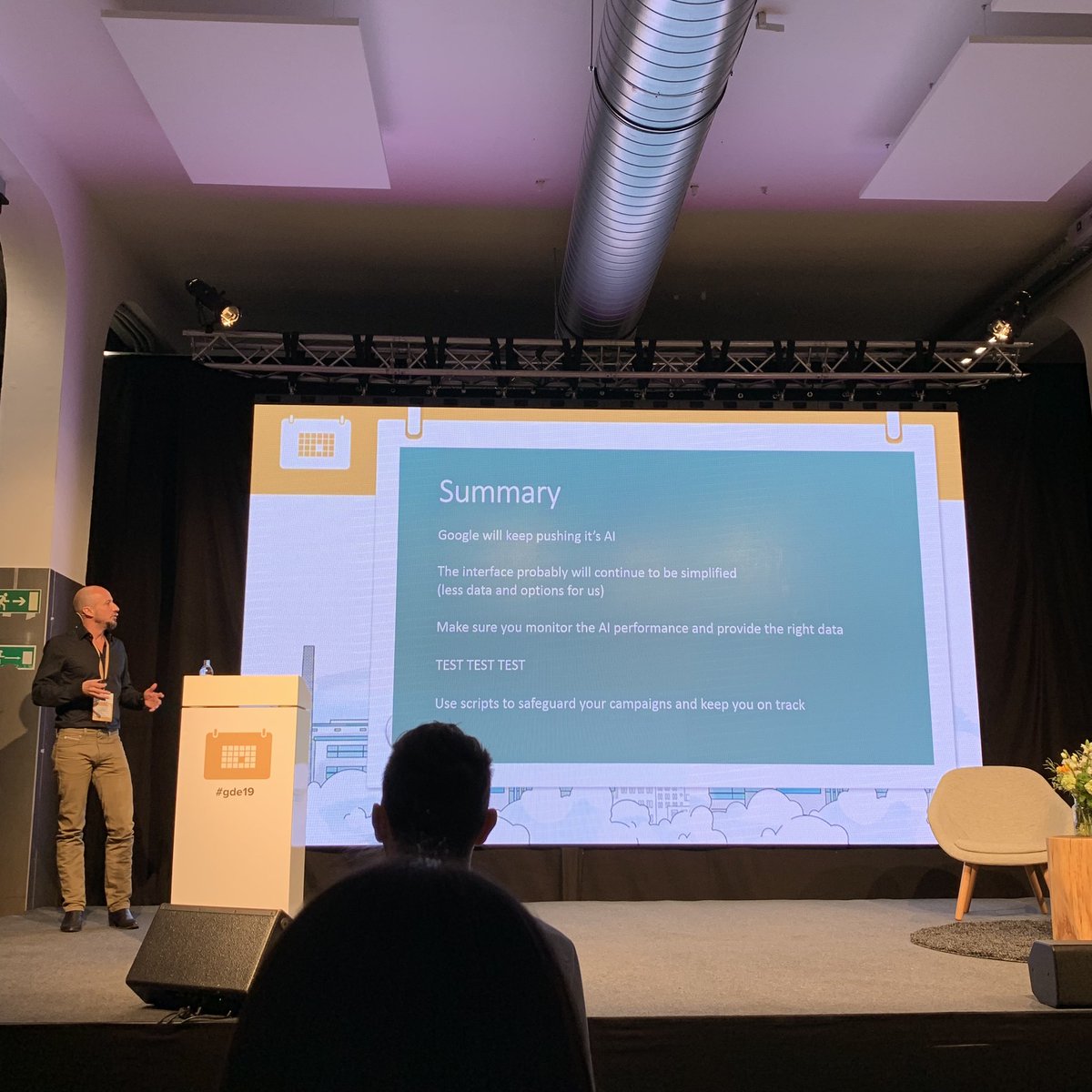 drust_info's tweet image. Great talk about watching Google’s AI using scripts by @Nils_R #sem #googleads #ppcautomation #gde19