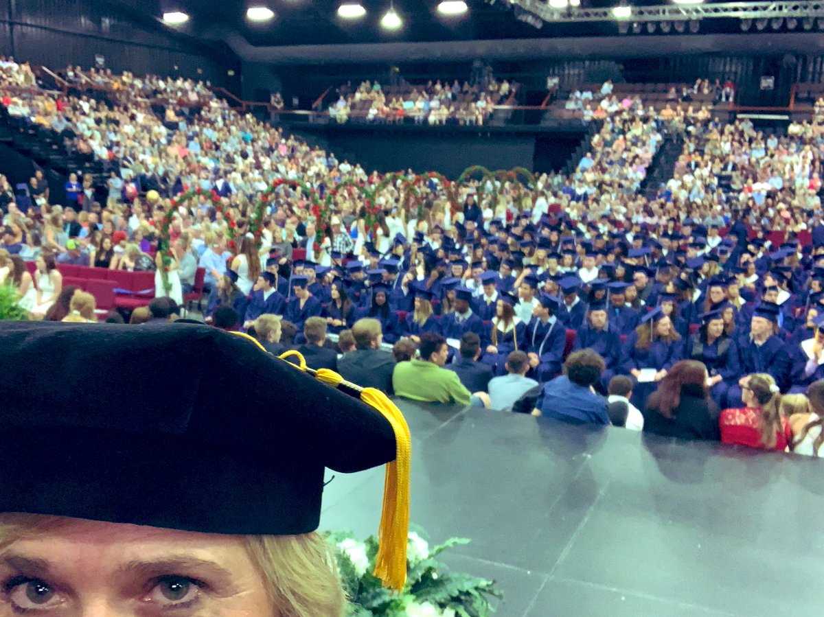 Grace4OK's tweet photo. Soooo we did a thing tonight.... Congrats Shawnee High School class of 2019!!  Thankful the weather went all around us and we were able to get this done! 💙#graduation2019 https://t.co/8GWeWBtqQI