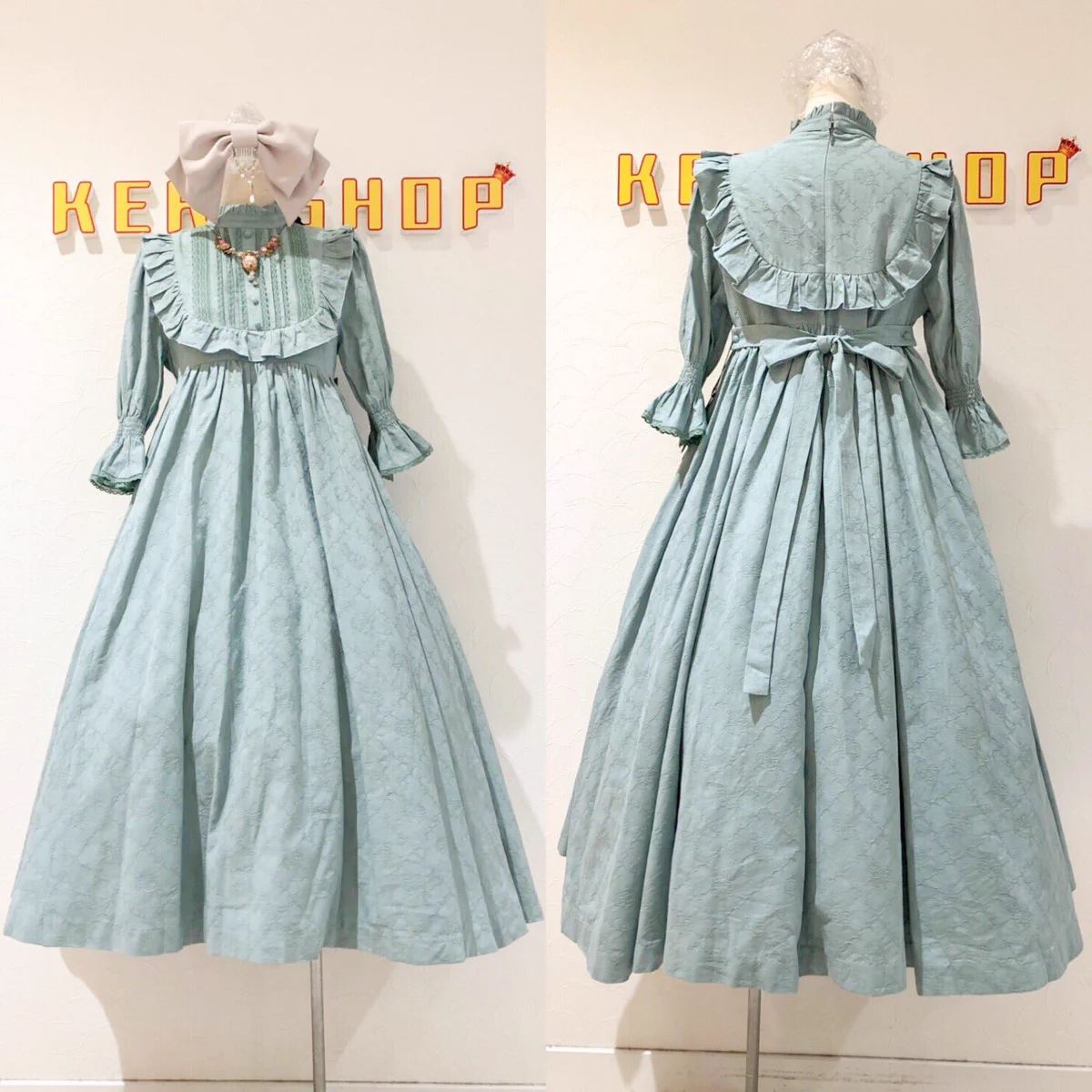 ​【サンプル品】Sheglit シェグリット フリル襟 ロングワンピース 生成 サンプル品】Sheglit シェグリット フリル襟 ロングワンピース 生成
