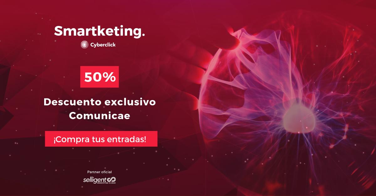 comunicae's tweet photo. ¿Ya tienes tus entradas para #Smartketing? El evento de @cyberclicknet que tendrá como hilo conductor el #funneladvertising.
Precio especial para todos los usuarios de #Comunicae con el código SMARTCOMUNICAE50. Consigue tu entrada ya https://t.co/FGZs6T5xjQ https://t.co/QY7rCWWvex