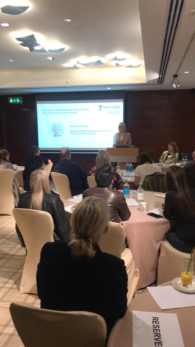 margot_james_'s tweet photo. Pleased to speak today at #ChildrensTVContent πΊ
Great content brings joy to children, and Iβm so excited to see the first content created with support from the @DCMS #ContestableFund. https://t.co/2Bl4wXNJ3F