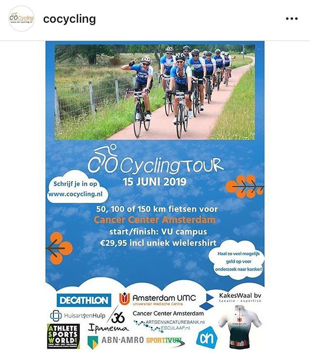 HuisartsenHulp's tweet photo. @cocycling organiseert deze stoere fietstocht om geld op te halen voor Cancer Center Amsterdam op 15 juni. Je kunt kiezen tussen 50km, 100km of 150km. Meer weten? Check @cocycling #cocycling #cocycling2019 #huisartsenhulp https://t.co/m8ffu17fan