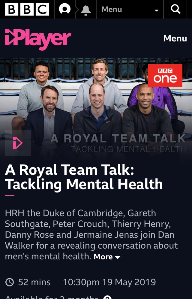 become less powerful and you realise YOUR NOT ALONE or THE ONLY ONE going through it-I urge everyone to watch this incredible powerful programme with these Guys - AND PLEASE CALL A FRIEND and just TALK 👍🏻 DONT BOTTLE IT UP 😉👍🏻👏🏻👏🏻👏🏻👏🏻👏🏻 Watch this Great Programme <a href="/BBCiPlayer/">BBC iPlayer</a> ❤️