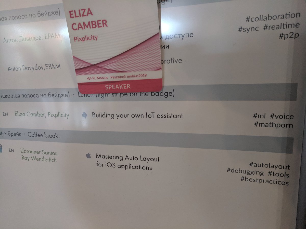 dotpixplicity's tweet photo. Our dev and #GDE @ElizaCamber is now on stage at @mobiusconf in St Petersburg. Join her and learn more about #IoT #ML #voice and #NLU
#mobiusconf #mathporn https://t.co/b0JljzfRtz
