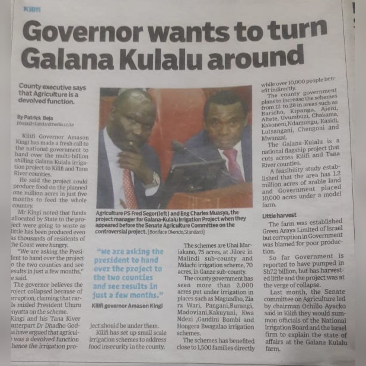 We are asking the President to hand over the project to the two counties and see results in just a few months,” says @governorkingi @damonalleki @Asmali77 @KilifiCountyKE @maitha_masha @EGodhana #kilificounty #tanarivercounty