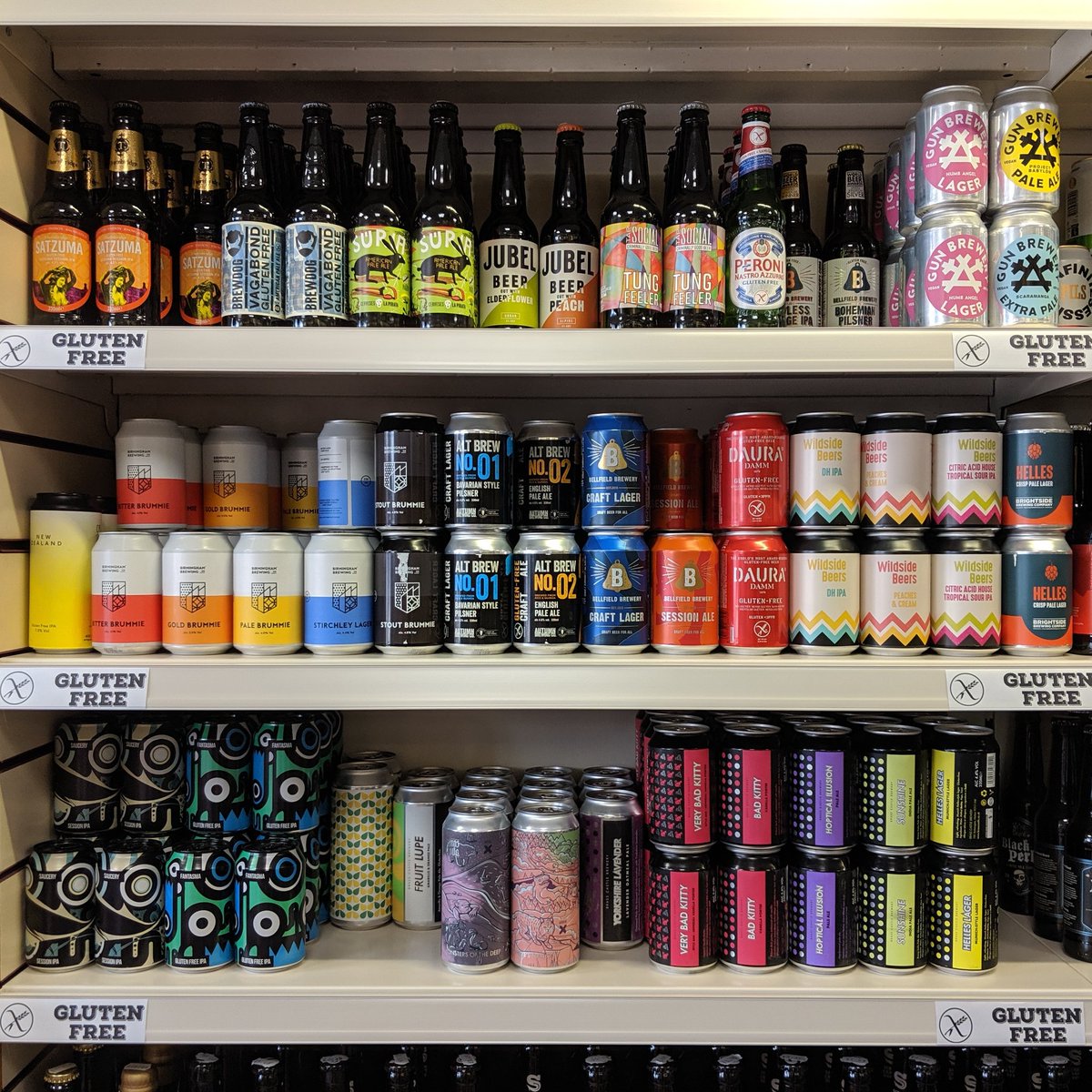 StirchleyWines's tweet photo. We've added an extra one meter of shelf space to our range of #GlutenFree beers, so now you'll have even more to choose from than before! https://t.co/Wm5ltro9aM