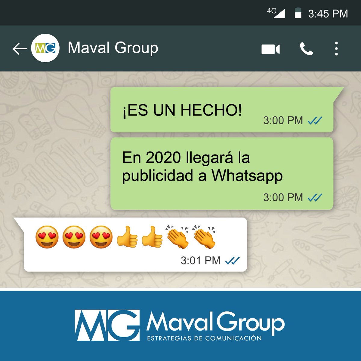 MavalGroup's tweet image. ✔️En 2020 WhatsApp tendrá publicidad.
Eso asegura su actual dueño Mark Zuckerberg dueño también de Facebook.  La publicidad no será invasiva, pues se ubicará en los estados y no interrumpirá los chats. 
#MavalTeInforma #SomosMG 🔝

bit.ly/2EqSp8D