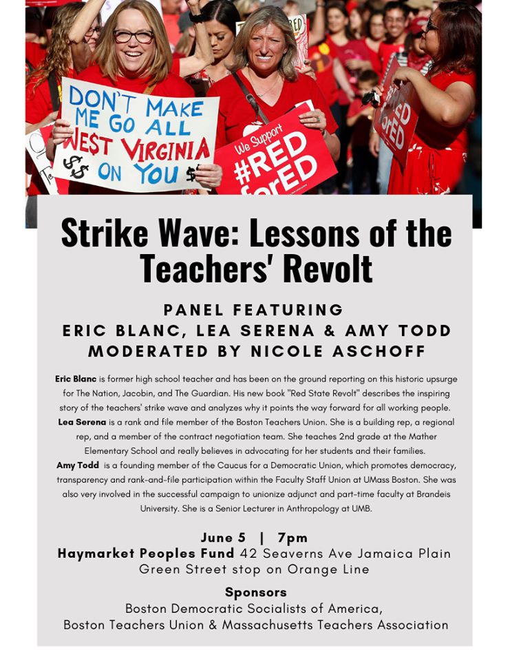 CDU member <a href="/amy_c_todd/">Amy Todd</a> is part of this panel on teachers' revolt on June 5, with <a href="/_ericblanc/">Eric Blanc</a>, the author of Red State Revolt.