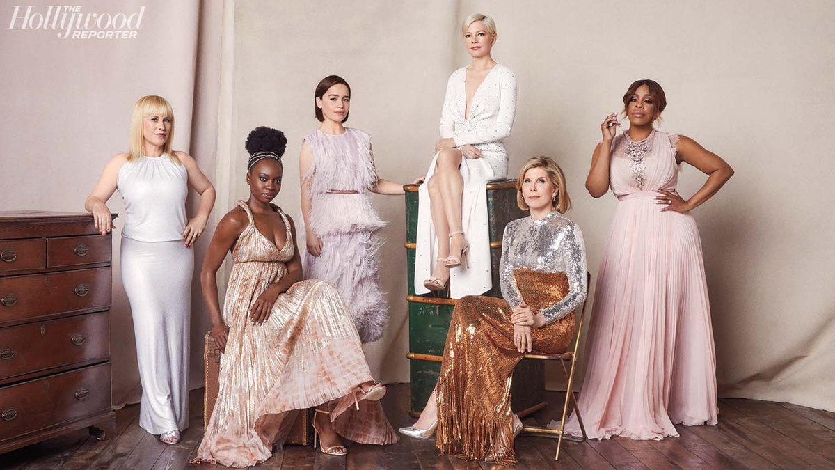 THR's tweet photo. "This is the new me": @emiliaclarke, #MichelleWilliams, @PattyArquette, #ChristineBaranski, @DanaiGurira and @NiecyNash in @THR's Drama Actress Roundtable https://t.co/iEci2aXbRL https://t.co/wuKoNbpnln