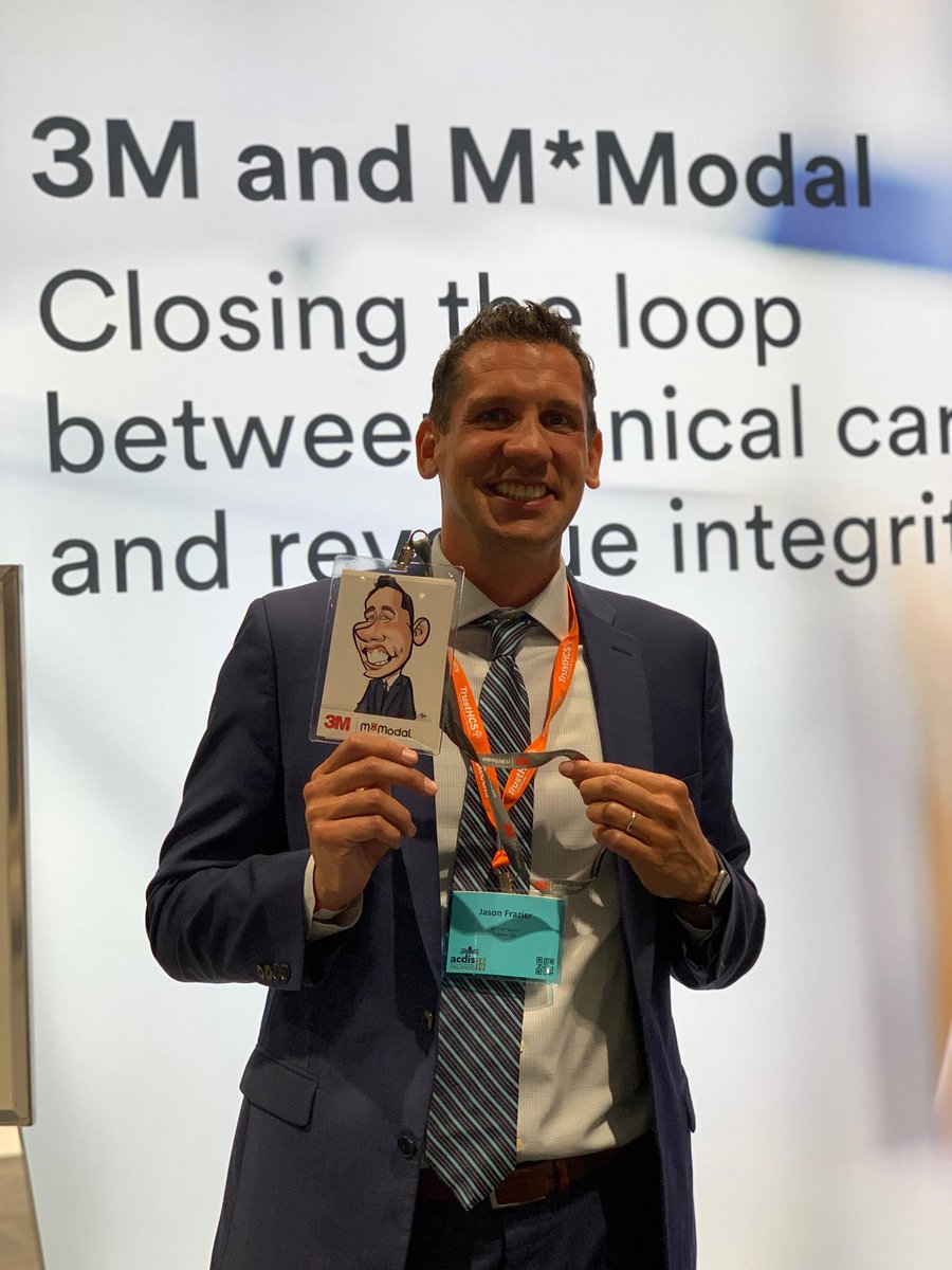 SolventumHIS's tweet photo. #ACDIS2019 procrastinators: This is your last chance to have your face immortalized by our caricature artists! Visit 3M booth #305 https://t.co/YB7H1Lb4YZ