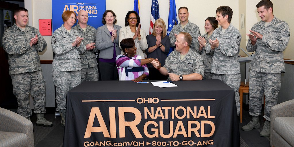 ANG_Recruiting's tweet photo. #TBT to when the rich partnership between @ClarkState and @178thWing of Ohio was formed last year. This connection is providing enhanced education benefits to Airmen in the Ohio Air National Guard. #OHANG #Community #Education #Benefits #GoANG https://t.co/deemSQHDZo