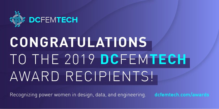 So proud of @NinaFuture and @ClariceChan for being recognized with a 2019 DCFemTech Award. These awards honor Washington’s top talent in code, leadership by design and data. Please join us in congratulating Nina and Clarice! dcfemtech.com/awards.html #DCFT19 #DCTech