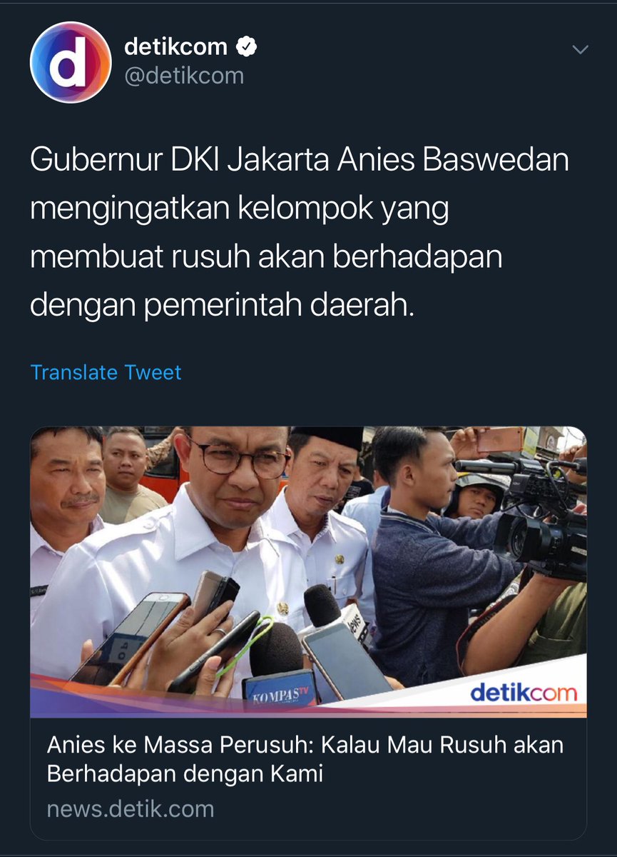 h3ru_h's tweet photo. Luar biasa orang ini. Tegas dan berani. Mana ada gubernur lain seperti dia. Apalagi pernyataan ini keluar setelah kerusuhan selesai.

Warga DKI kudu nyembah ini. https://t.co/gwzRxTYoSk