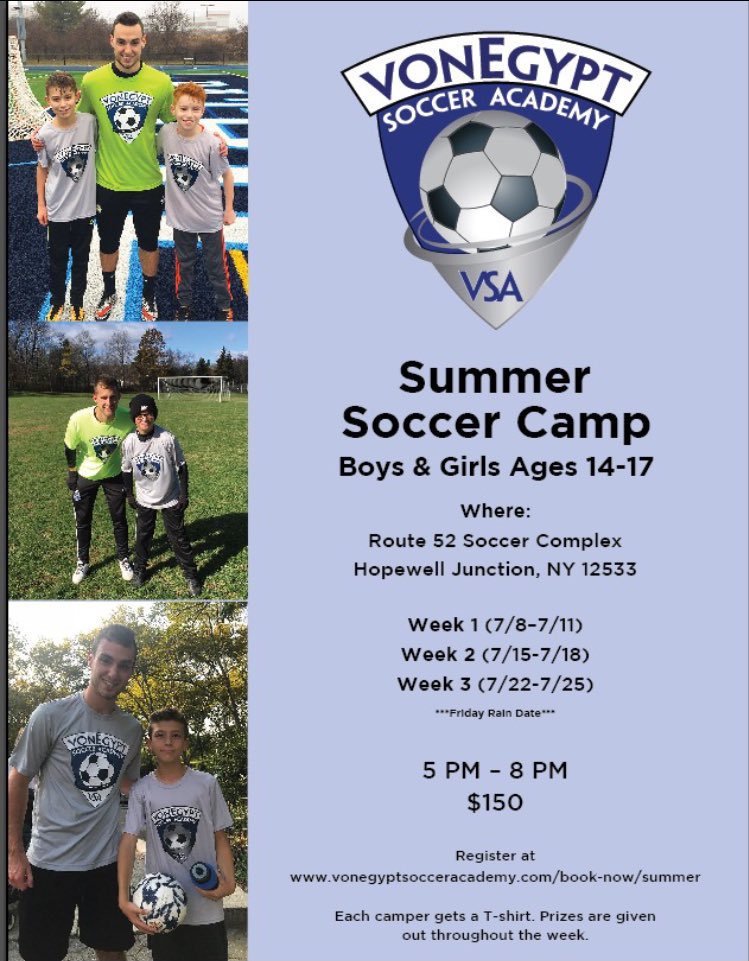 Looking for some Summer Soccer camps? Check out VonEgypt Soccer Academy <a href="/NvonEgypt/">Nick vonEgypt</a> for more details.