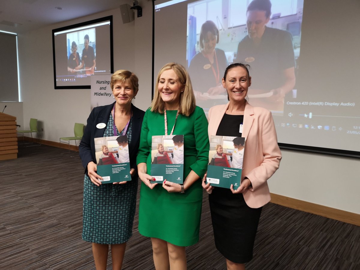 Cora Lunn Margaret Finn and Ber Murphy Directors of Nursing at the Launch of the University of Limerick Hospitals Group Nursing Strategy 2019-2022 in the CERC building UHL today.