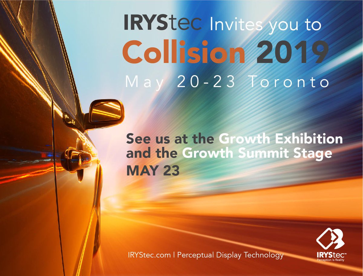 IRYSTEC's tweet photo. #TODAY: IRYStec PDP Live at CollisionConf 2019! At 10.32 @scmorris123 , CEO of IRYStec discusses the future of display technology at the Growth Summit Stage visit stand G-199, and sample some delicious treats!
#PerceptualDisplayTechnology #irystec https://t.co/bQGYxNHELJ https://t.co/jgA3qvNFZW