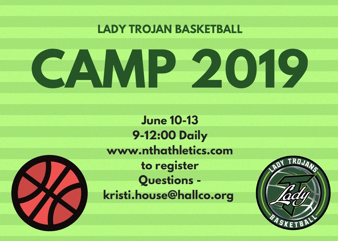 LadyTHoops's tweet photo. Spots available for Lady Trojans basketball camp in June.  Register online now at https://t.co/O2NX6i5Ezq.   @MVESGainesville @MtVernonPE @riverbendes @WaukaMountain @northhallmiddle https://t.co/cNH961FYyJ