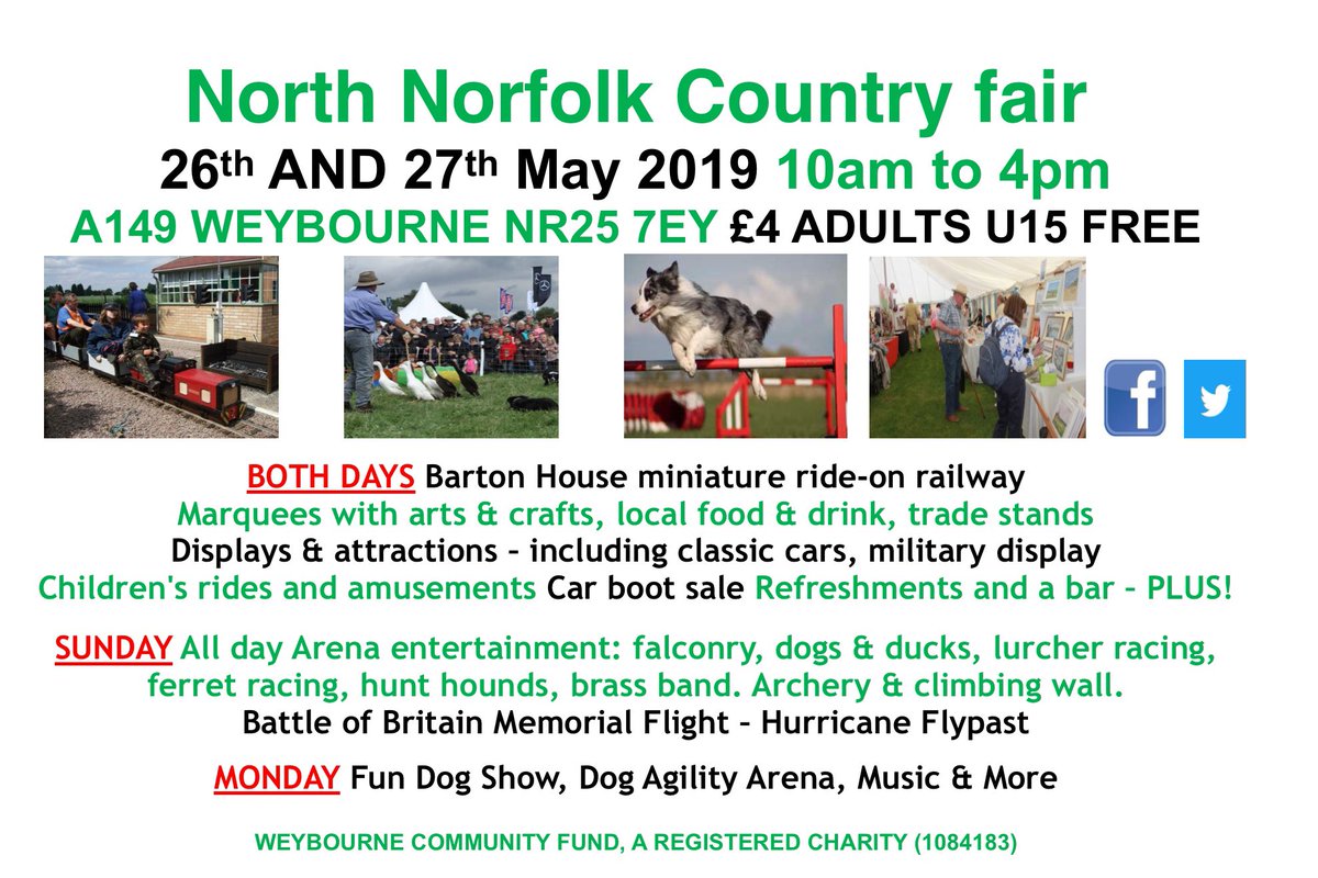 weybourne2019's tweet photo. The countdown is on. This weekend 26/27th May. Weathers looking good. Join us for loads of stuff..and more stuff ! https://t.co/zUDMK9ImIX