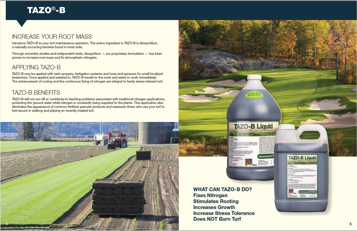 Introduce Tazo-B to your turf maintenance operation.  The active ingredient in Tazo-B is Azospirillum, a naturally-occurring bacteria found in most soils. 
 terramaxag.com/products/tazo-…