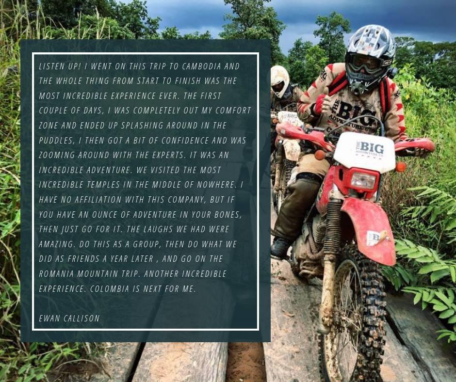 Motivation for those counting down the days until they are on holiday. This is how epic you can feel after a dirt bike adventure.

#BigAdventureCambodia
