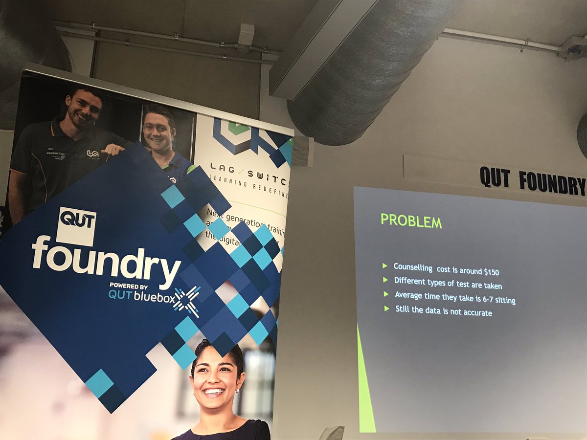QUTEship's tweet image. #IDEASlaunched pitch at @QUTfoundry = #AV consultancy by Jay. They are exploring new techniques to gain accurate / in demand ways to help people find their ideal career paths