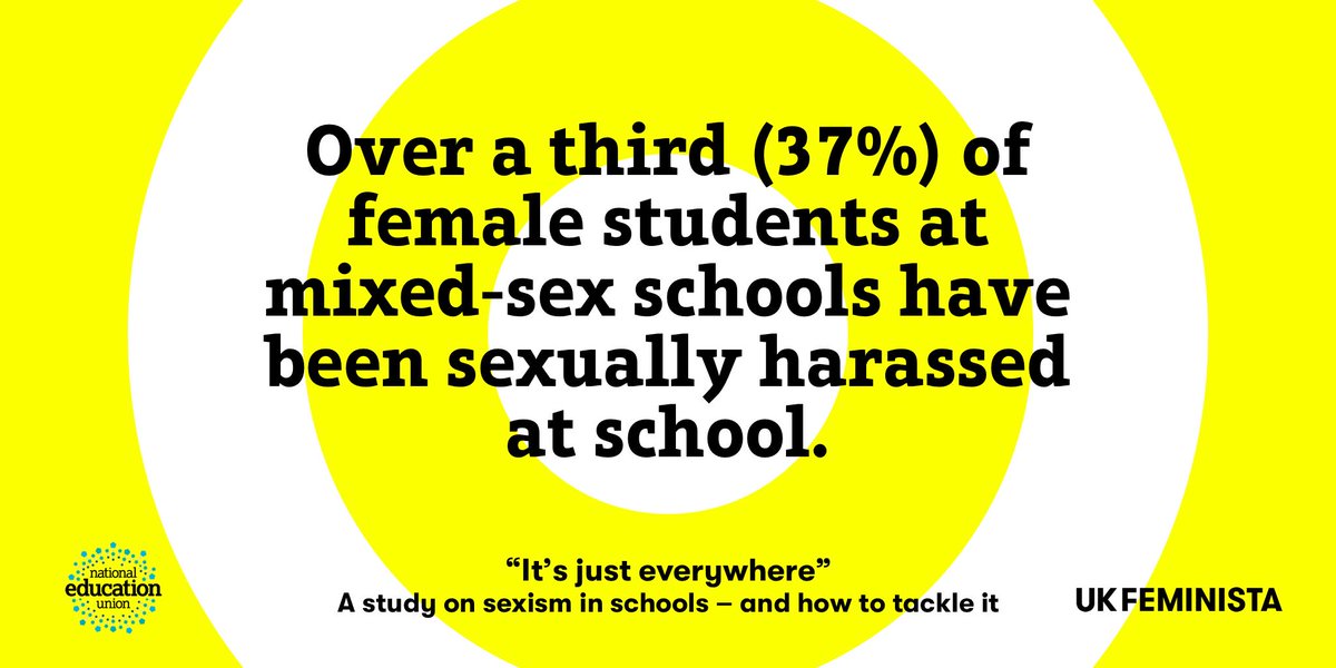 UK_Feminista's tweet photo. “Boys often lift skirts up and whistle and treat girls in a sexual manner and nothing gets done about it” - words of a female student in our report with @NEUnion. Use our free resources to tackle sexism in your school: https://t.co/5CbvqqRBtu #EndSexismInSchools #BritMumsMeToo https://t.co/fQs5ygrwBs