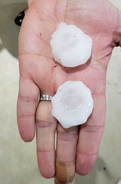 AjitPai's tweet photo. While we were visiting @EastCentralElec in Okmulgee, Oklahoma yesterday, some bad weather was coming through—specifically, a tornado visible from the front door (1st pic) and some big hail. Sirens and a sturdy building kept us safe and indoors. A wild spring day in the Midwest! https://t.co/D7PScOxxWw