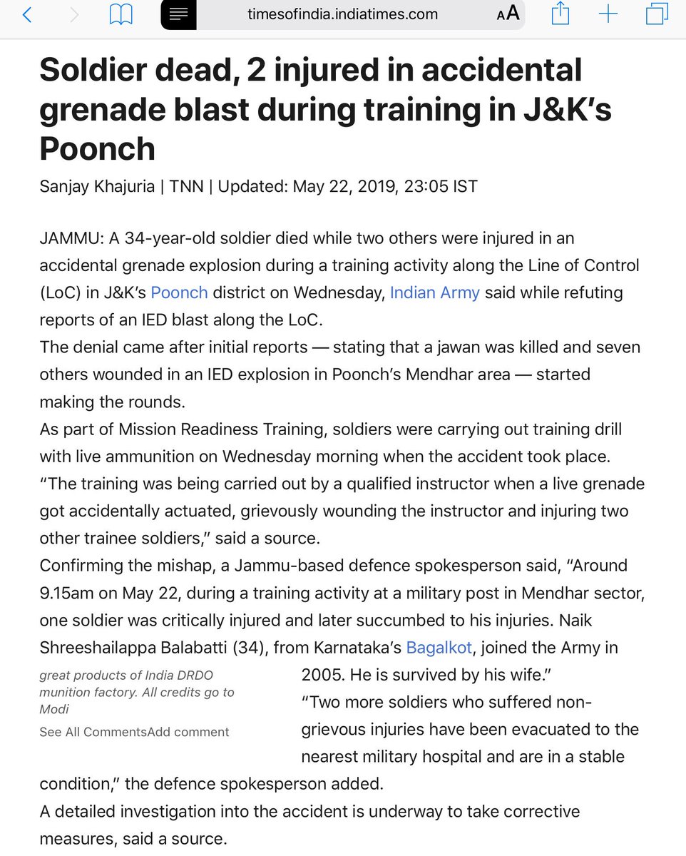 OliveGrin17's tweet photo. @PunamIndian @akmpnm2004 @manmohan16 @kayjay34350 @WoodCheat @sandythapar @ChatyTheCheetah @vigoDoon @Warrior_Mukul @DefenceMinIndia @nsitharaman @adgpi @IAF_MCC @indiannavy @SpokespersonMoD @HQ_IDS_India @BrigMahalingam @kakar_harsha @SinghNavdeep @vikramwkarve @Jaykaul @PashaSehgal @jessisajan @cmseth1 @just_1_singh @MajorPoonia @Neeraj7888 @SmritiRDas1 @DrSubhashMoS @tksapru @ArunBajpai @SushilBhasin @BJP4India @PMOIndia @narendramodi @ColTekpal @ajitbhinder @BhatiaSabeer @rajnathsingh @AmitShah @Admiral_DKJoshi @BKanad @narry13 @NilendraKumar2 @IASassociation @DefProdnIndia @drajaykumar_ias @atahasnain53 One more Fauji looses his life due to faulty ammo supplied by Def PSUs under #CorruptMoD ..two r crippled forever👇..v sincerely hope when d euphoria of electoral victory settles down, @BJP4India Govt under @narendramodi ji will do something 2 make lives of our Soldiers count.. https://t.co/DV2J9sUwvY