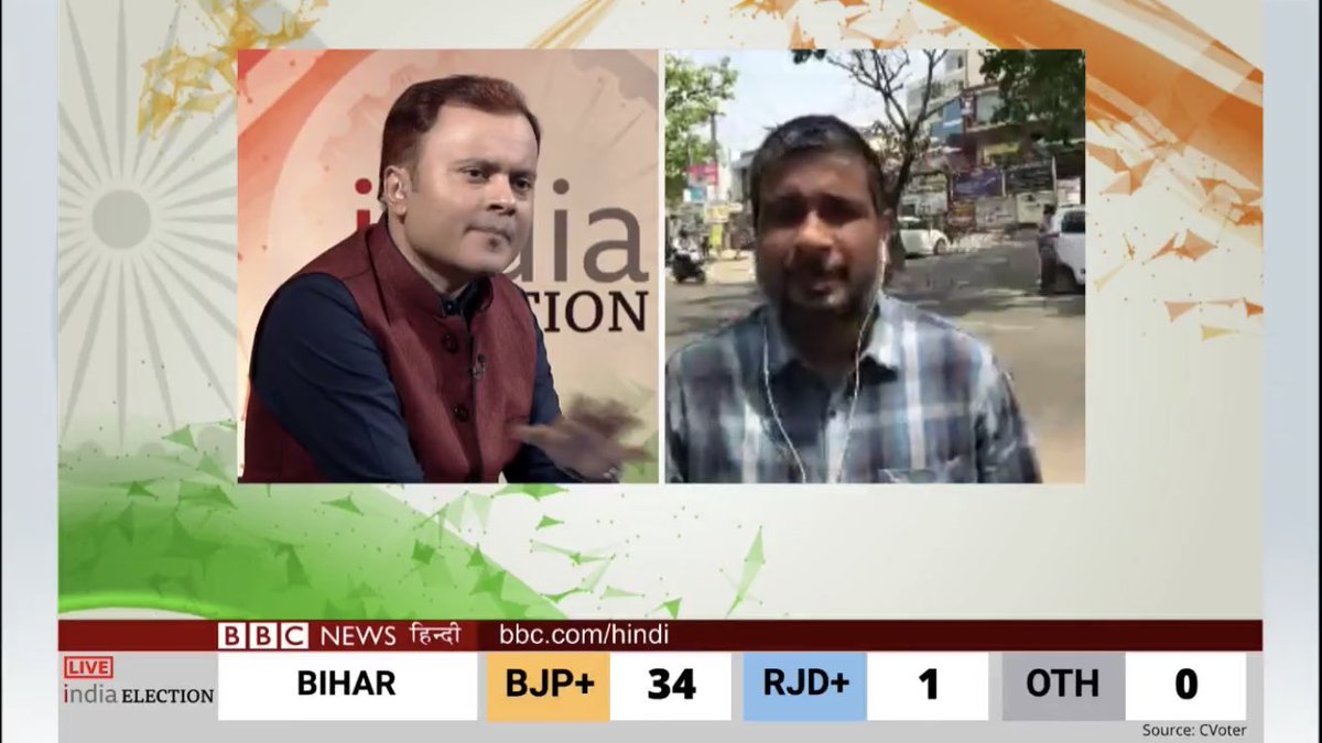Ravijharkhandi's tweet photo. Some screenshots of my LIVE for the #BBC from #Ranchi. #ResultsWithBBC #ElectionResults2019 #Jharkhand https://t.co/6knlCloi0n