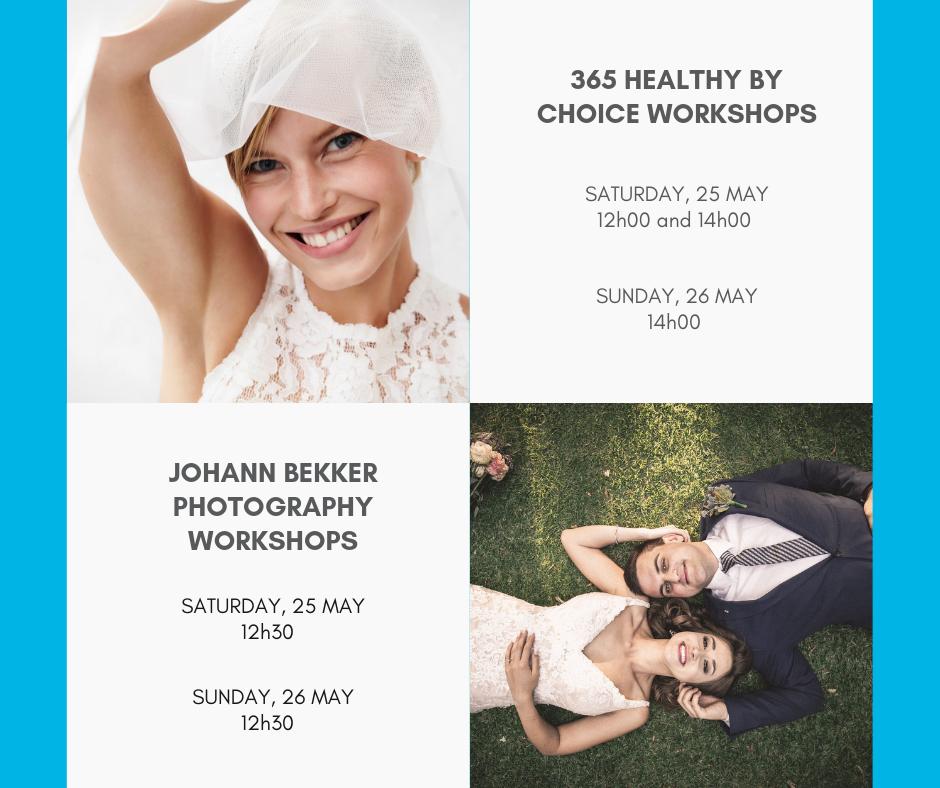 ERWeddingShow's tweet photo. This weekend at the show, don't miss workshops by 365 Healthy By Choice and Johann Bekker Photography on the main stage. Remember you can save up to R50,000 on your wedding with the Mr and Mrs-to-be Coupon Book - FREE if you buy your tickets online: https://t.co/udDZ5ixm6d https://t.co/6a3A2WHiY7