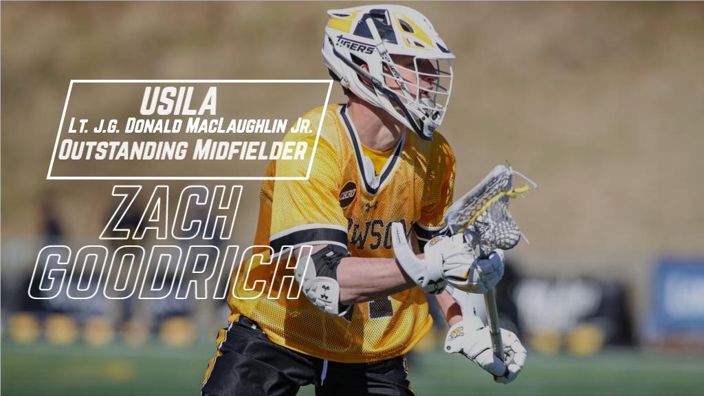 Towson_MLAX's tweet photo. Confirming what we all already knew, @ZachGoodrich has been named as the @USILA_Lax Lt. J.G. Donald MacLaughlin Jr. Outstanding Midfielder (AKA: Best midfielder in the country). https://t.co/hobQ2KNu8Q