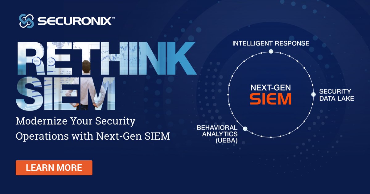 Fab237's tweet photo. @Securonix Next-Generation #SIEM combines log management, #UEBA, and security incident response into a complete, end-to-end security operations platform. Learn More: https://t.co/orlcqjSeb5 https://t.co/coZ60h6osT
