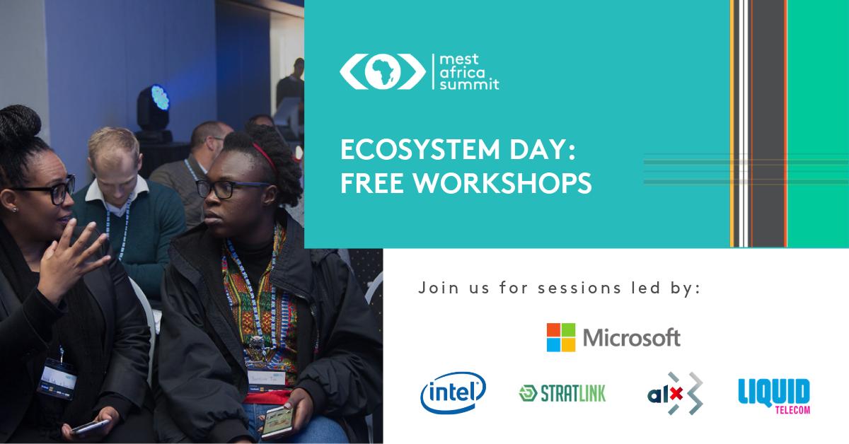MESTAfrica's tweet photo. Announcing free workshops for #entrepreneurs and #developers at #MAS2019! Register today for sessions from experts at @Microsoft, @ALXapp, @intel, @liquidtelecom, @StratLinkAfrica and MEST on #EcosystemDay, June 12th in Nairobi! https://t.co/x8aAi8XY67 https://t.co/S8SryOEdTG