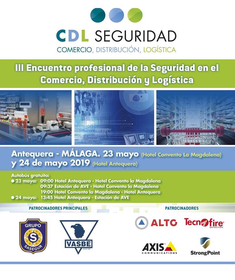 SasegurSL's tweet photo. Sasegur es patrocinador oficial del III Encuentro profesional de la Seguridad en el Comercio, Distribución y Logística que se celebra hoy y mañana en Antequera. #3SegComercio @Seguritecnia https://t.co/EvuHraEcme