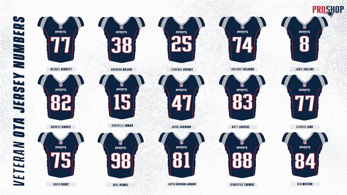 new england patriots jersey numbers
