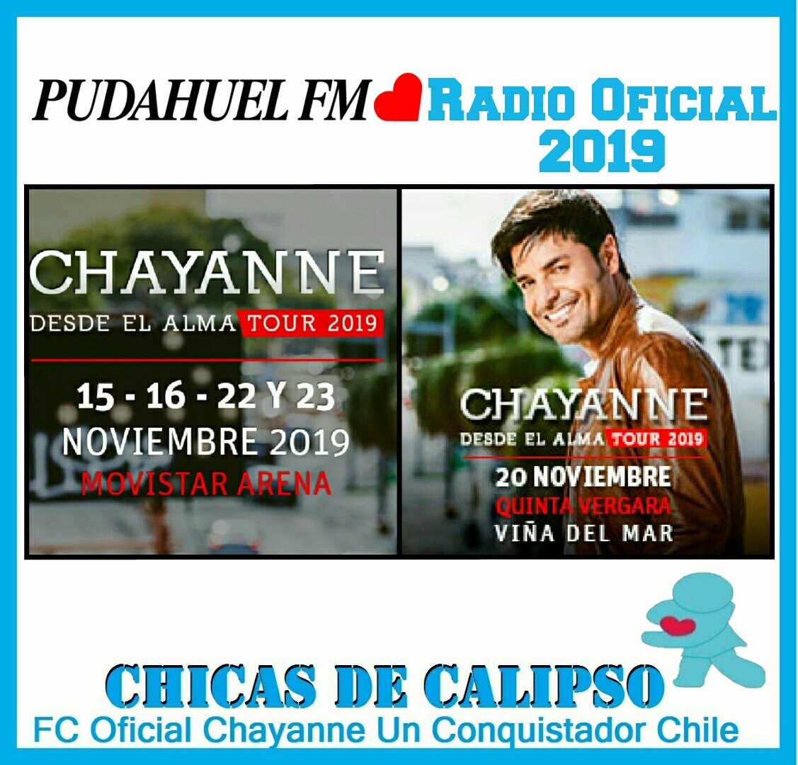 🎶Si quieres bailar ven conmigo 
Que yo te lo enseñare 
#EsteRitmoSeBailaAsí 
Venga, ah ah, que belleza🎶
Gracias #LaRadioDeChile 🇨🇱 <a href="/RadioPudahuel/">Radio Pudahuel</a> #RadioOficialChayanne2019 por el tema de 💕 <a href="/CHAYANNEMUSIC/">CHAYANNE</a> 💕
Felices las <a href="/CHICASDECALIPSO/">Fans Club Chicas de Calipso 🇨🇱</a> 💙 #FCOficialChayanneUnConquistadorChile
