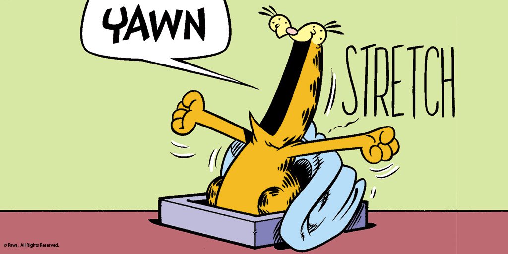 Garfield's tweet image. I’m rising but I’m not shining. #thursdaymorning #ThursdayMotivation #CatsOfTwitter #catsofinstagram #morning #yawn