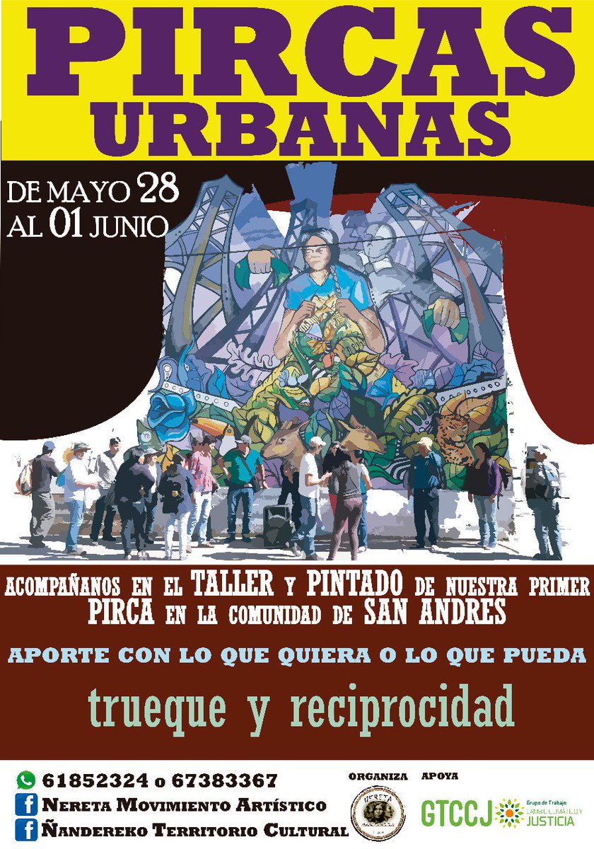 CCyJusticiaBoli's tweet photo. "#Pircas Urbanas": Acompaña a nuestrxs compañerxs de #Nereta Movimiento Artístico y Ñandereko Territorio Cultural en el taller del 28 de mayo al 1 de junio en la comunidad de San Andrés, #Tarija: https://t.co/dM5OyaY8rb #PorLaNaturaleza 🌿#murales #EmergenciaClimática #Tariquía https://t.co/A45xaSIgv0