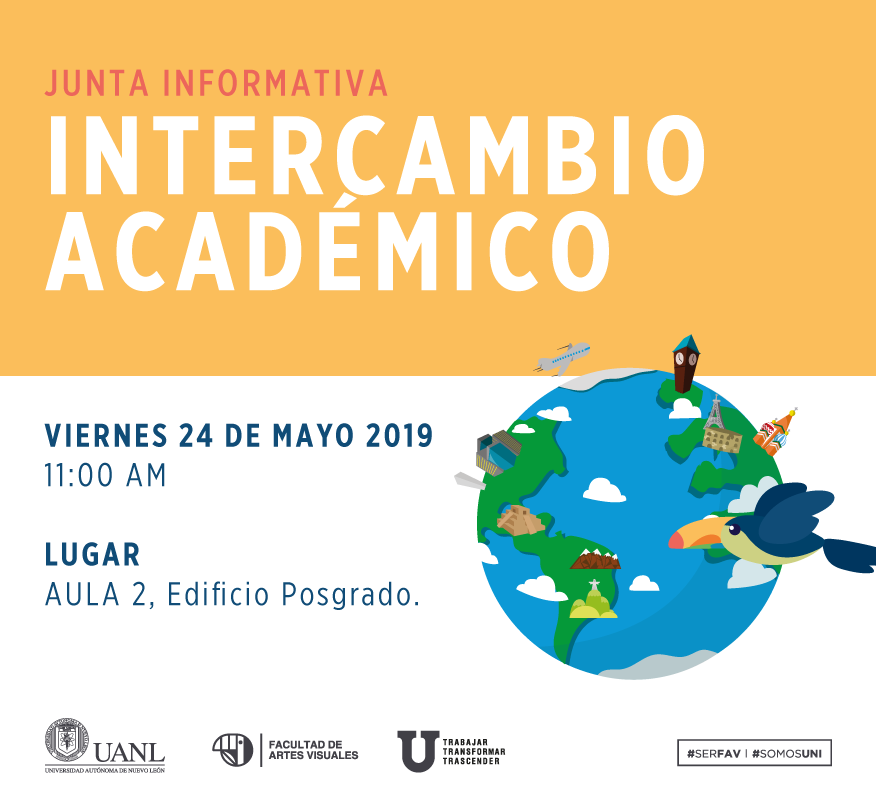Junta Informativa de Intercambio Académico.

Lugar: Aula 2, Edificio Posgrado.
Día: viernes, 24 de Mayo de 2019.
Hora: 11:00 A.M.

#SerFAV #SomosUNI.